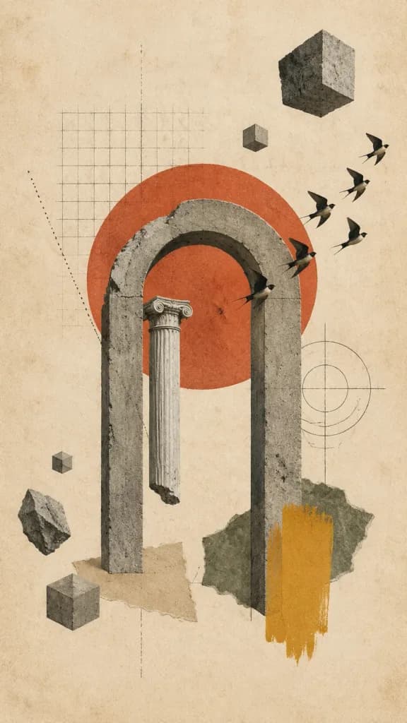 Surreale Brutalismus-Architektur-Vintage-Collage
