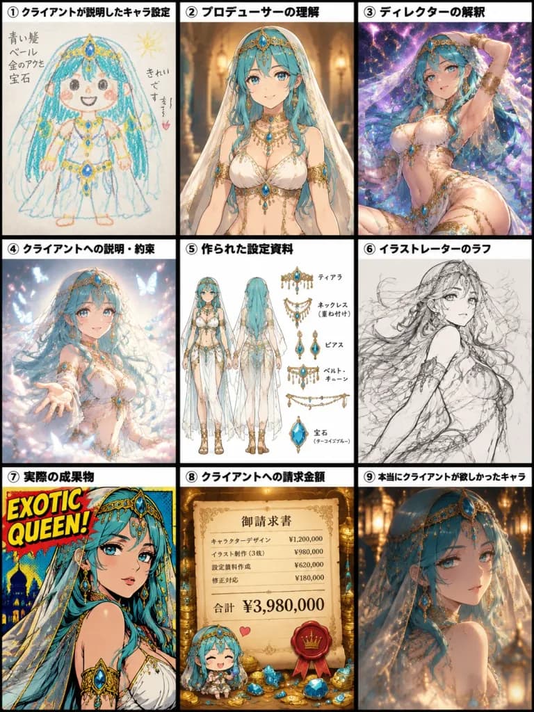 Nine-Panel Character Production Pipeline Meme