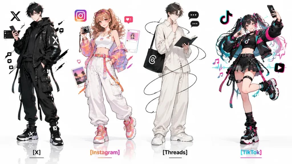 แฟชั่นไลน์อัปอนิเมะตัวแทนโซเชียลมีเดีย