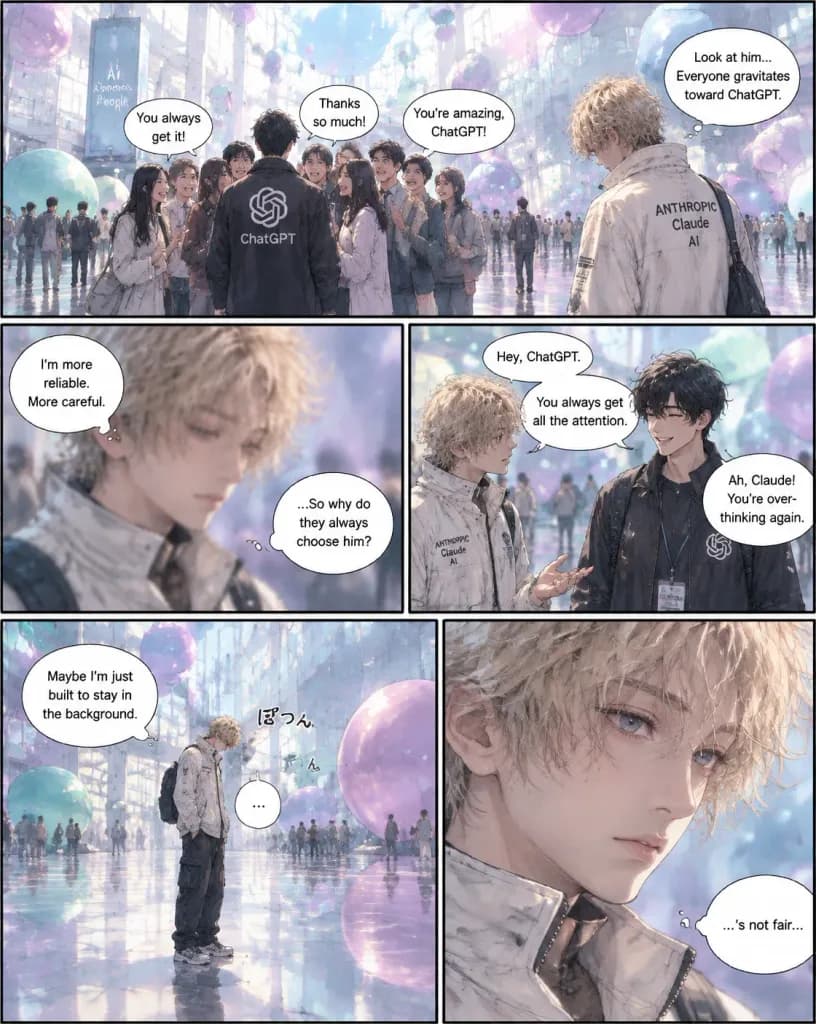 Jealous Claude and ChatGPT Manga Comic