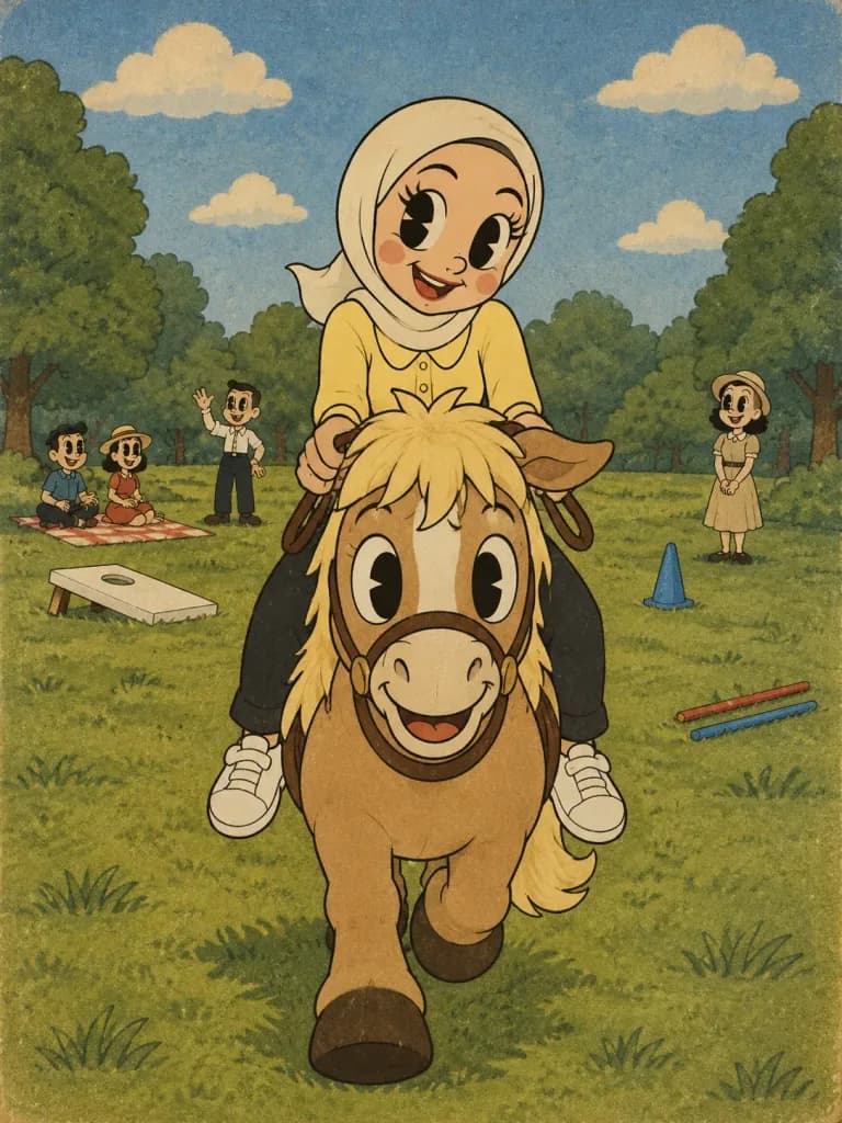 Vintage Rubber Hose Park Pony Ride