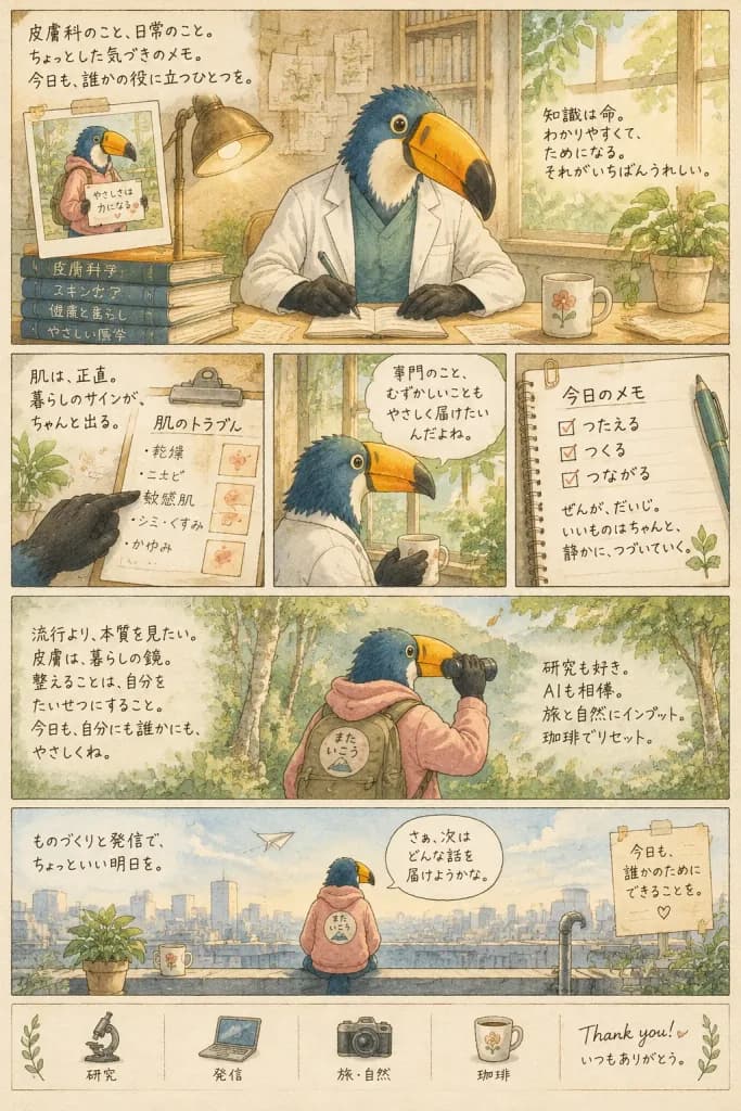 Toucan Dermatologist Watercolor Manga Essay