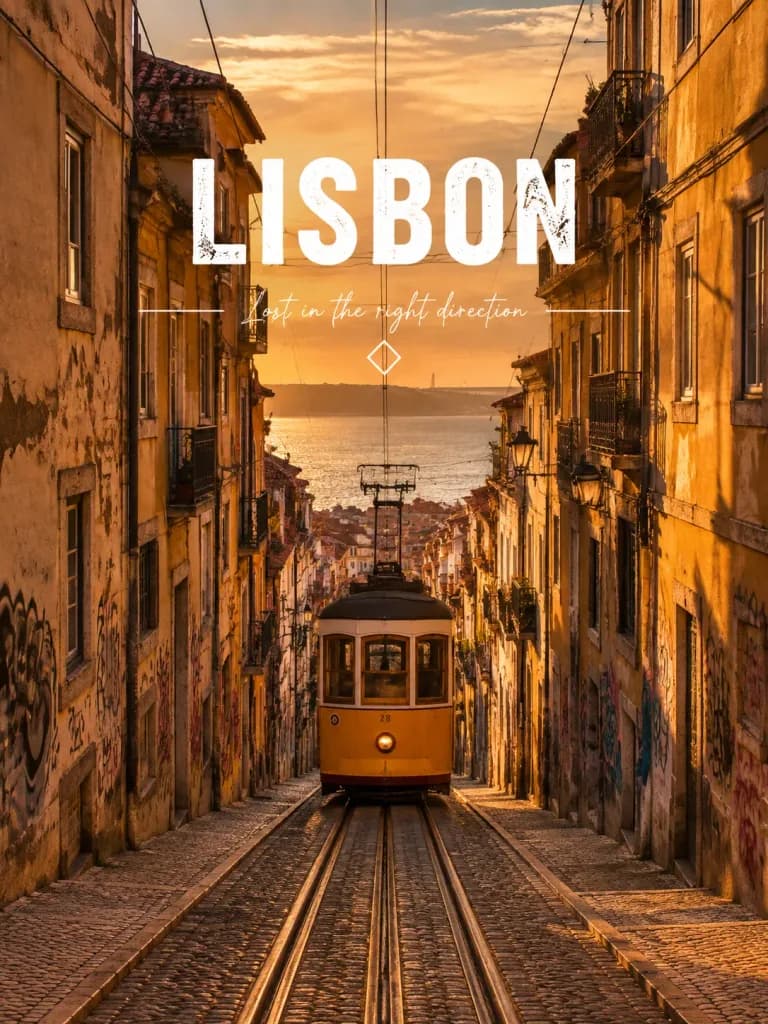 Vintage Lisbon Tram Travel Poster