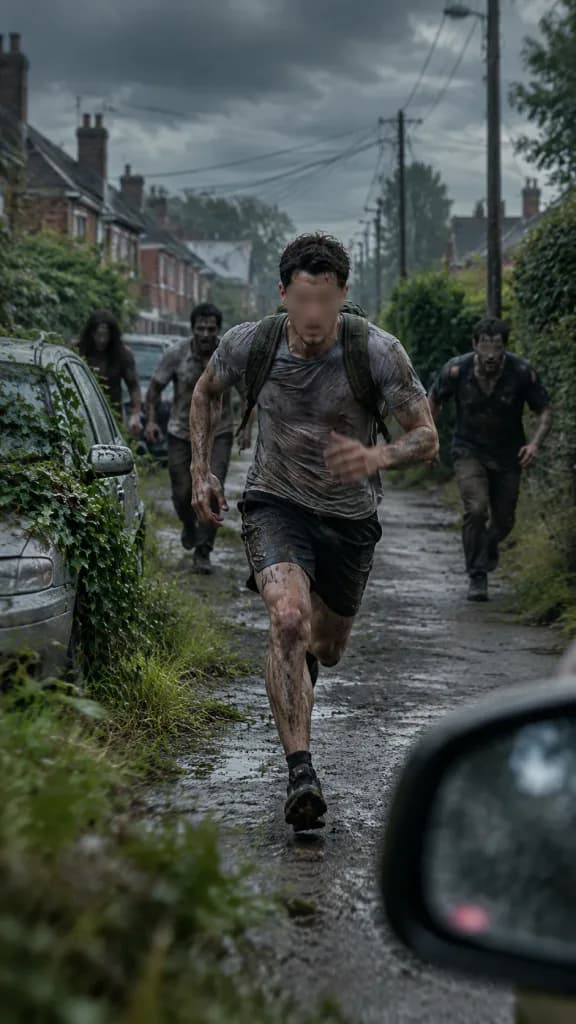 Desperate Escape on a Stormy Street
