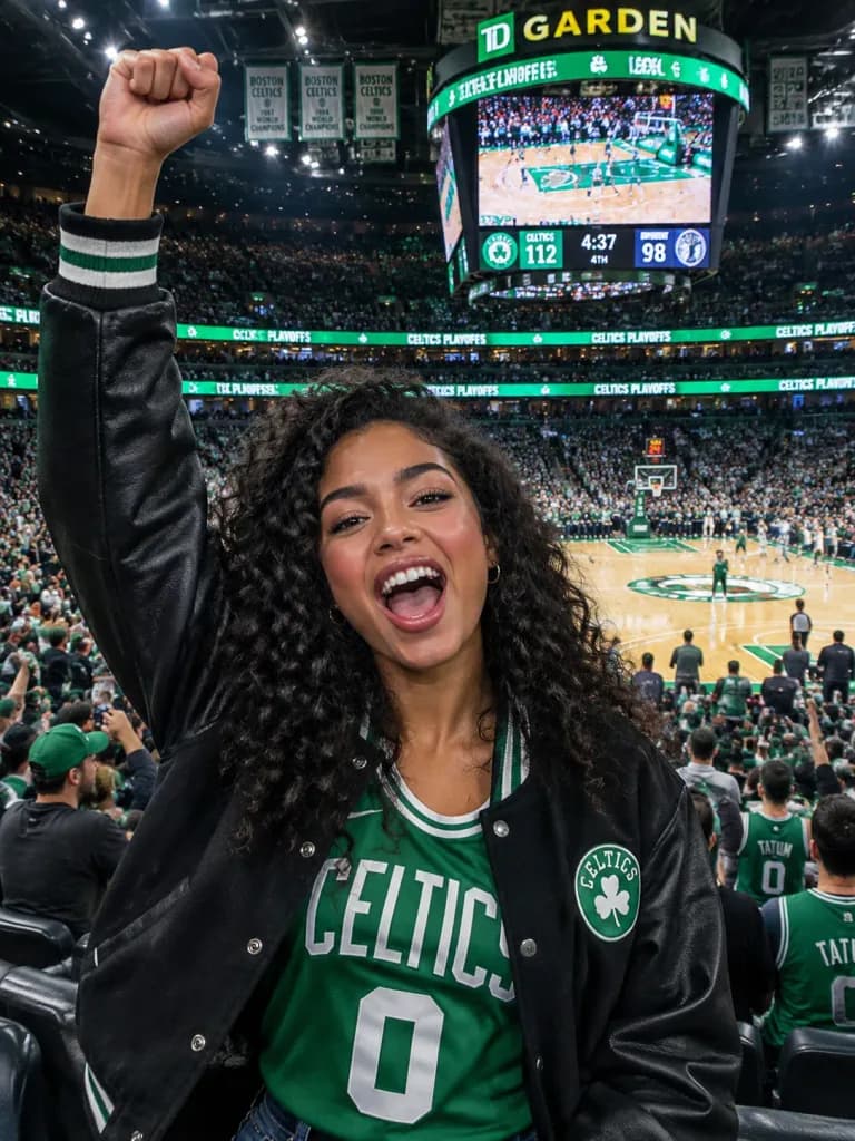 NBA 플레이오프에서 환호하는 셀틱스 팬