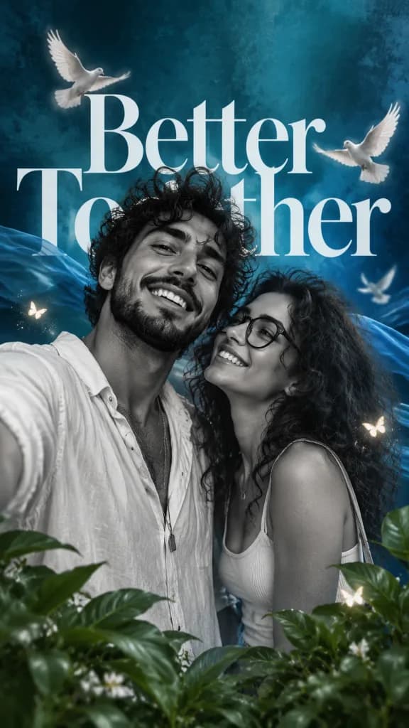 Monochrome Couple Editorial in Blue Silk
