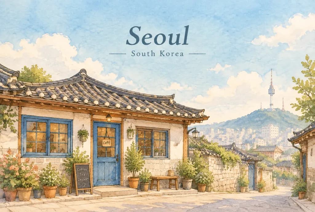水彩手绘建筑旅行海报