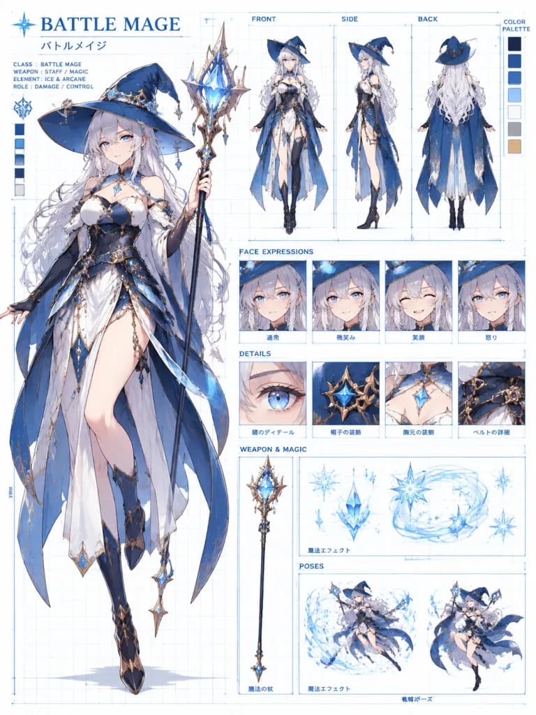 格闘ゲームの設計図風キャラクターシート