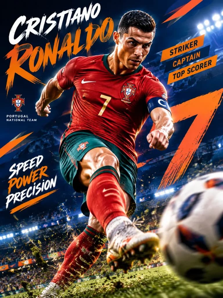 サッカースーパースターの飛び出すプロフィールポスター