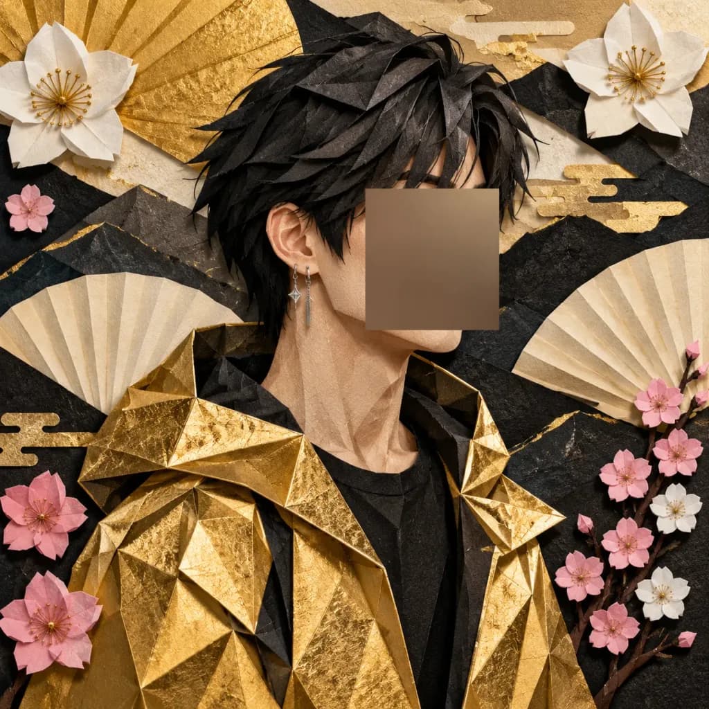Geometric Papercraft Pop Idol Portrait