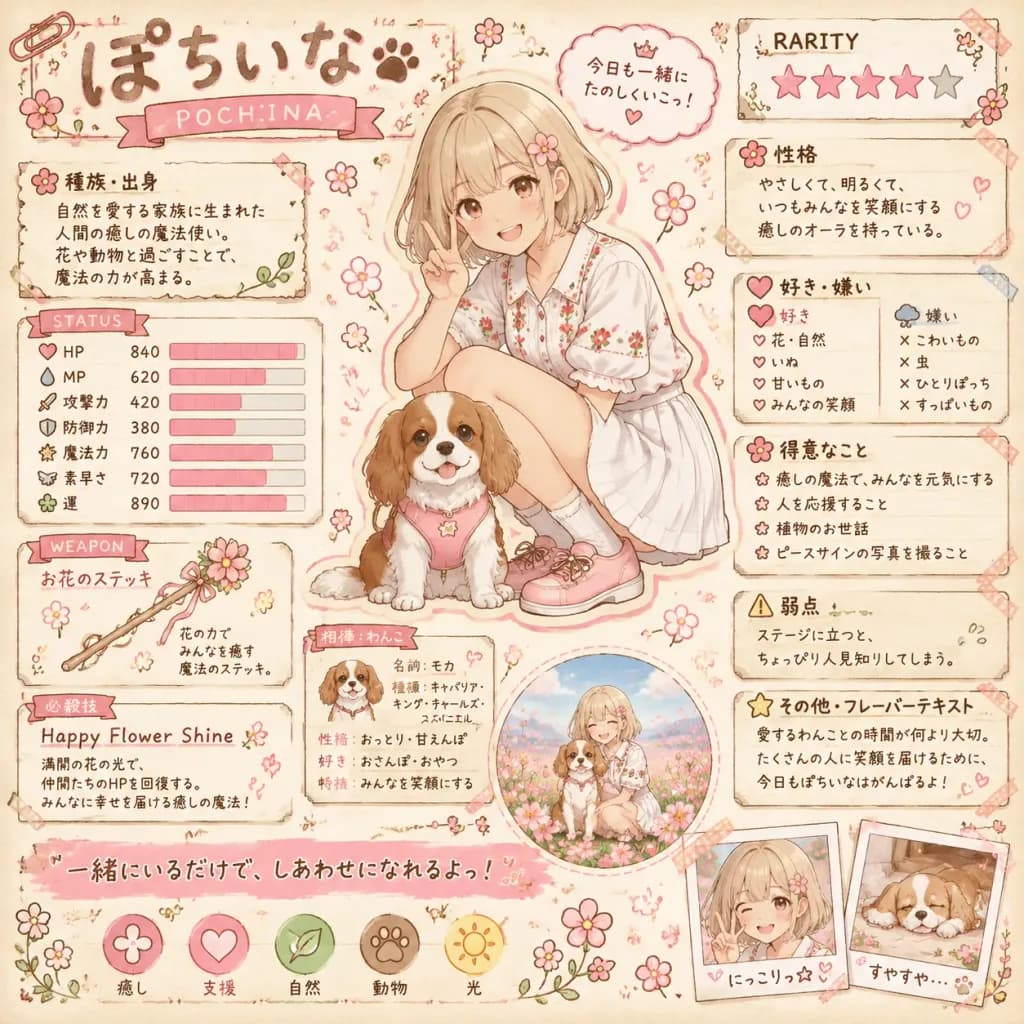 Kawaii Scrapbook RPG Character Setting Sheet