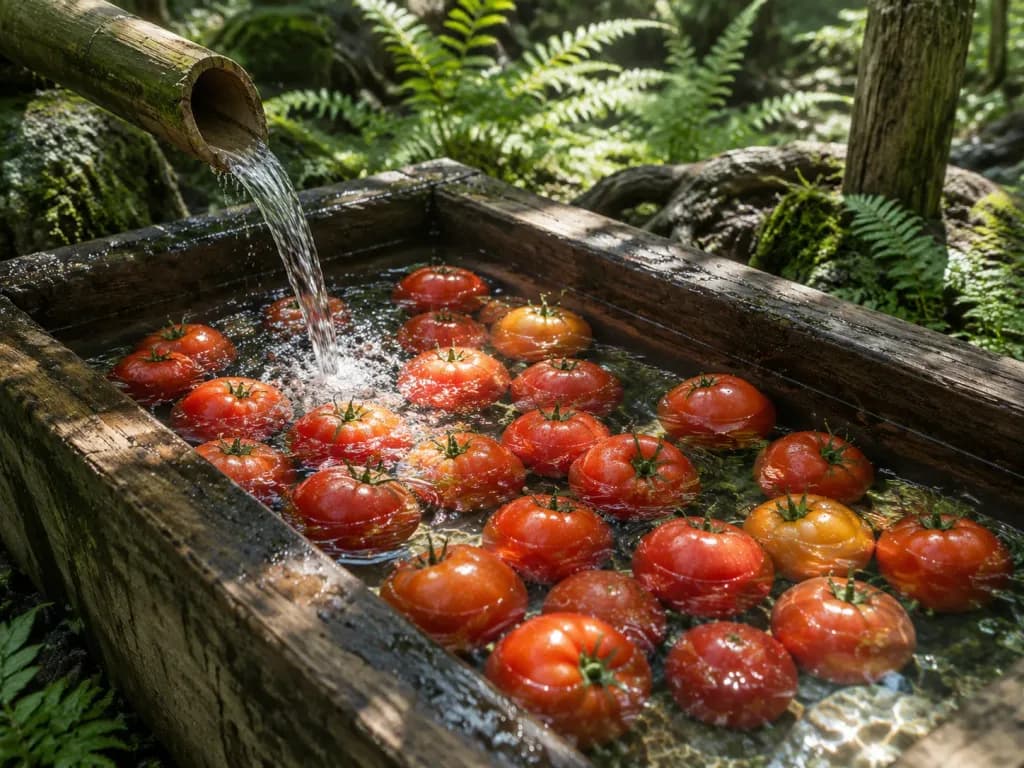 Fresh Tomatoes in Forest Spring Trough