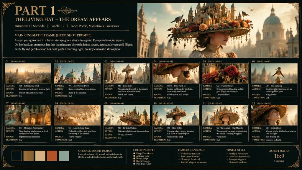 Baroque Fantasy Film Storyboard Sheet