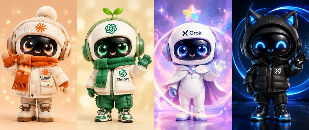 Chibi AI Mascot Toy Lineup Banner