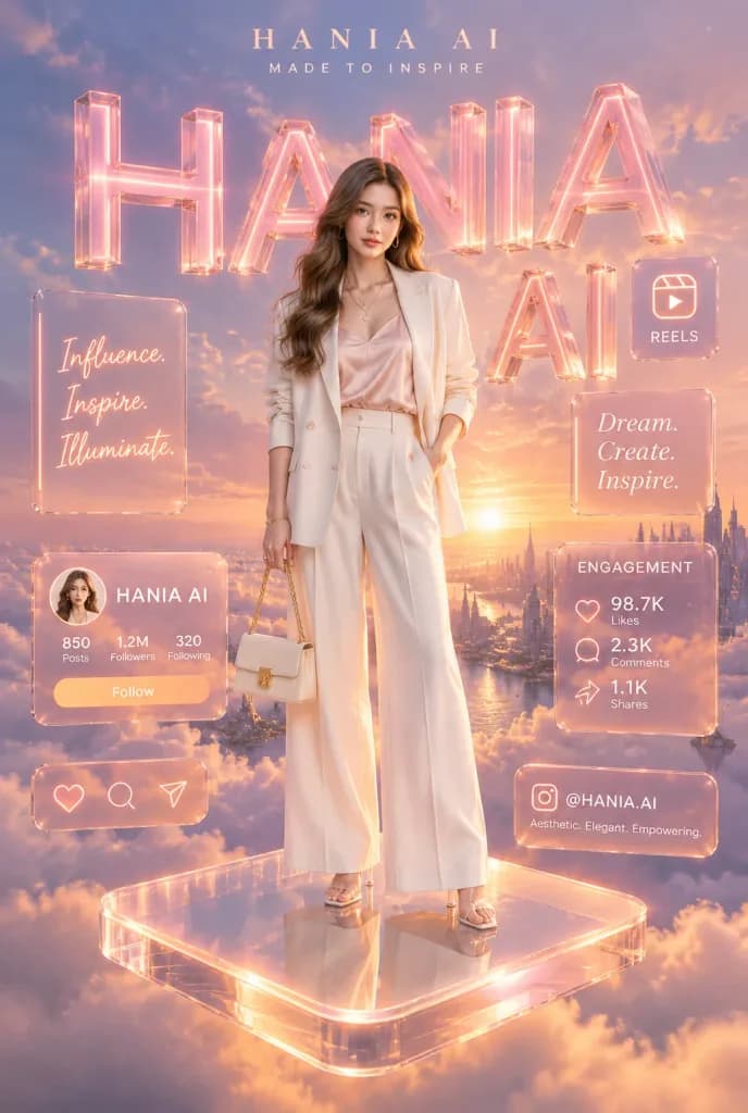 Holographic Fashion Influencer Cloudscape Poster
