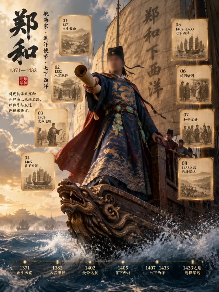Poster Infografico di Archivio Storico su Zheng He