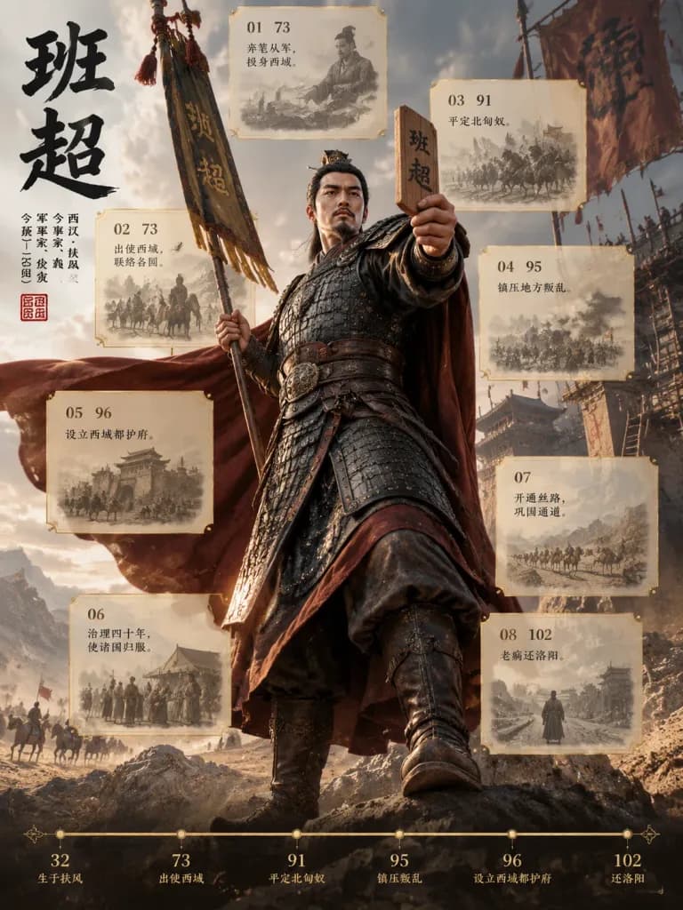 中国歴史人物アーカイブインフォグラフィックポスター