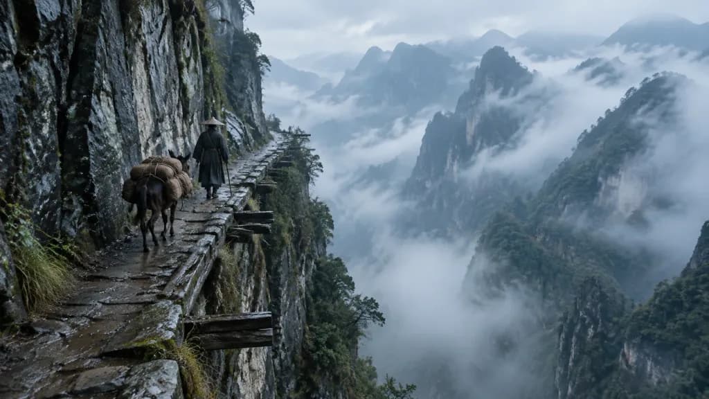 Misty Mountain Cliff Plank Road