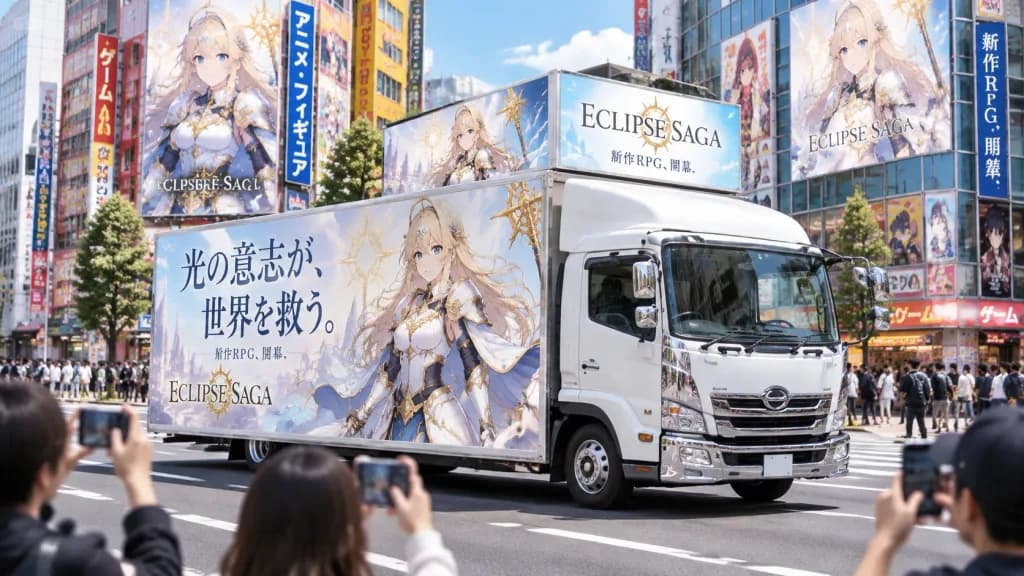 Fantasy RPG Ad Truck in Tokyo Street