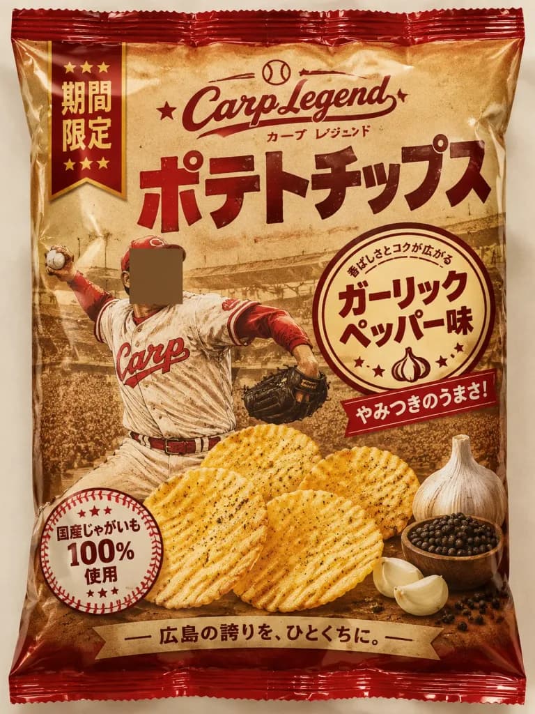 レトロ野球ポテトチップスパッケージモックアップ