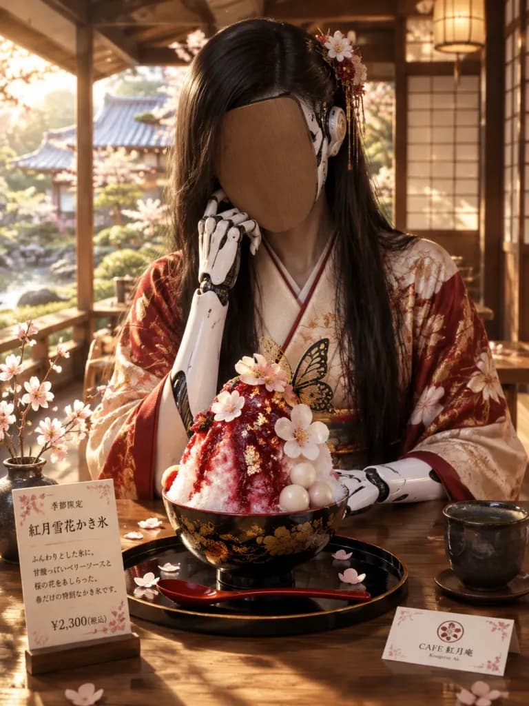 Cyberpunk Kimono Cafe Shaved Ice Dessert