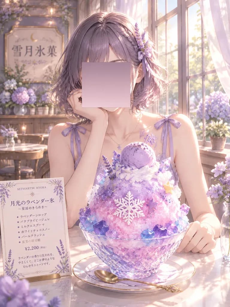 Lavender Kakigori Anime Dessert Cafe