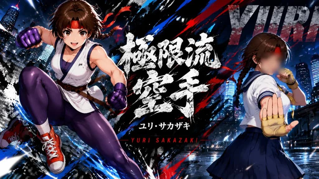 対戦格闘ゲーム風アニメキャラクターポスター