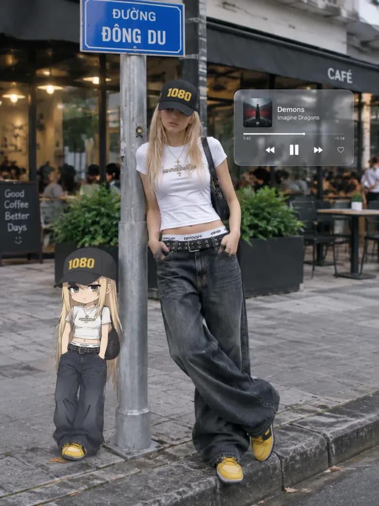 Y2K Streetwear Portrait With AR Overlays