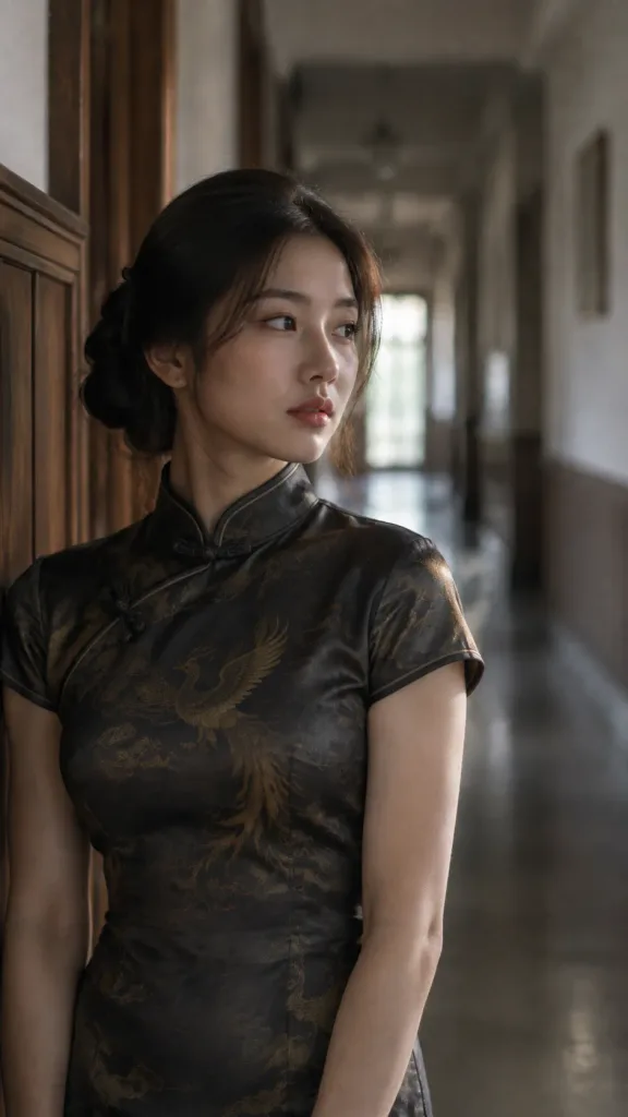 Wschodnioazjatycka Kobieta w Jedwabnym Qipao