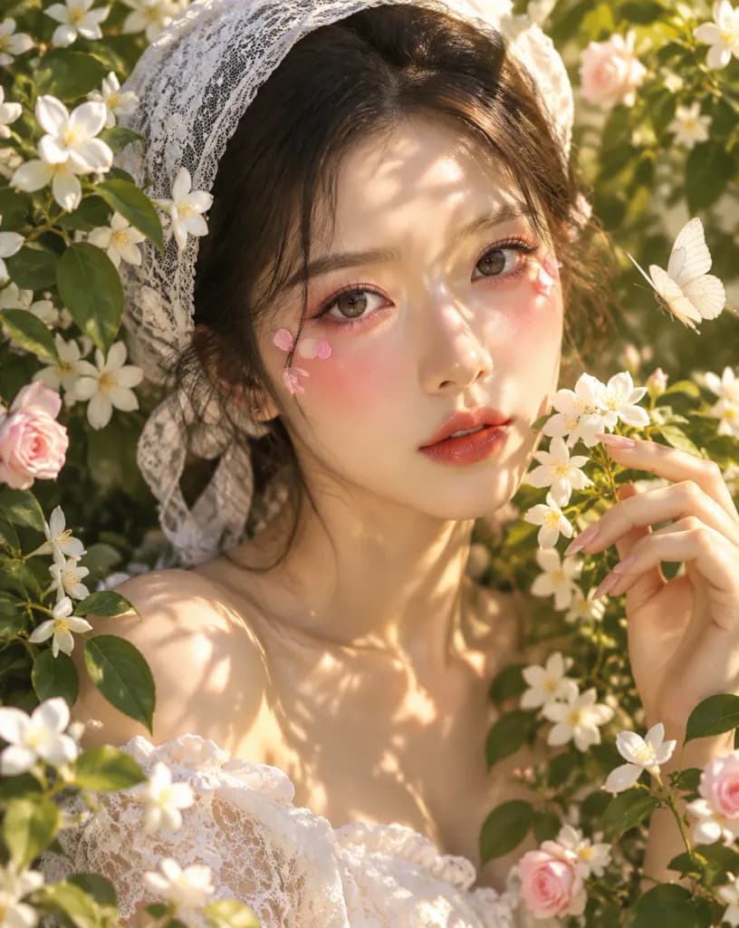 Sunlit Floral Lace Portrait