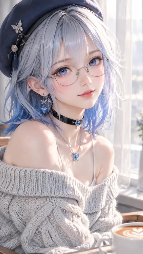 3D CG Anime Girl in Cozy Knitwear