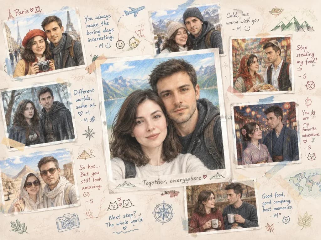 Travel Scrapbook Memory Album Illustration