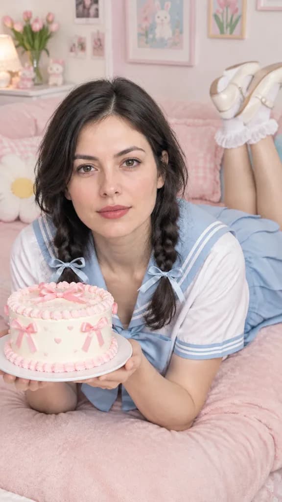 Retrato Pastel com Uniforme Marinheiro e Bolo