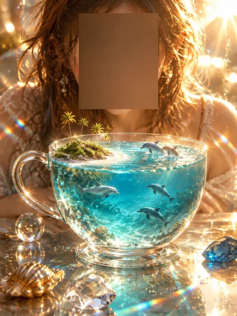 Ocean Landscape Inside a Glass Teacup