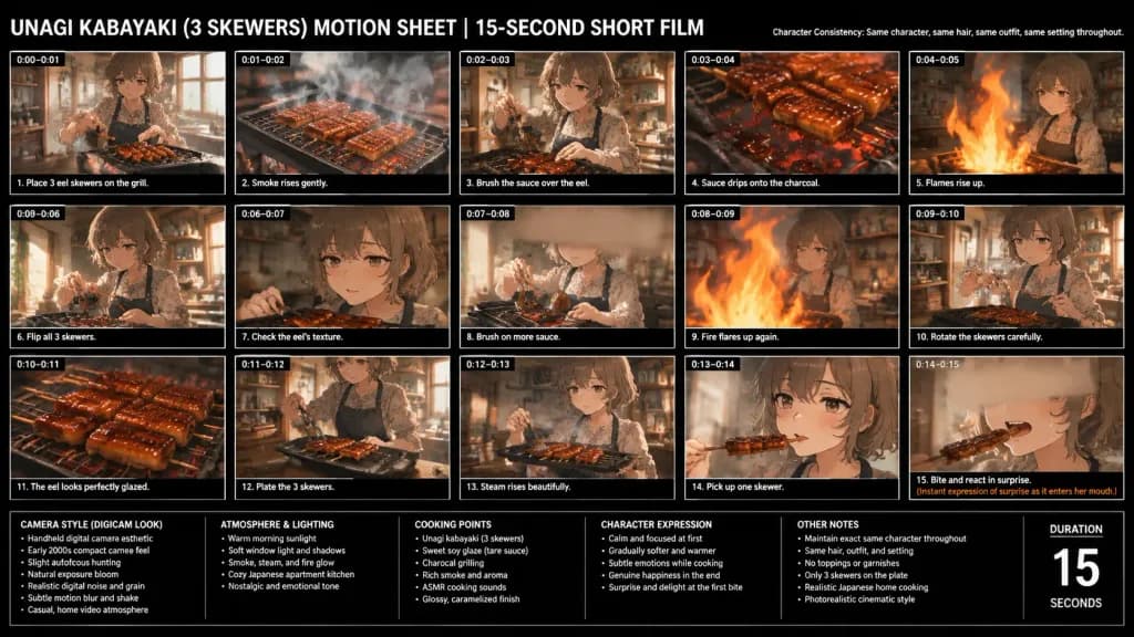 Anime Cooking Storyboard Motion Sheet