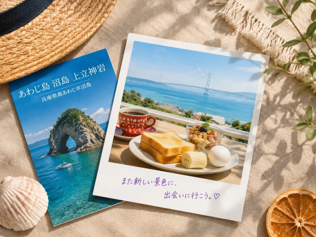 Sunny Seaside Polaroid Travel Flat Lay