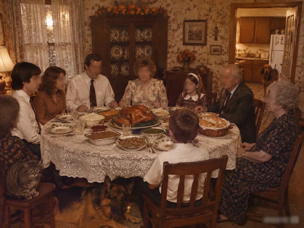 Uncanny Vintage Thanksgiving Family Dinner