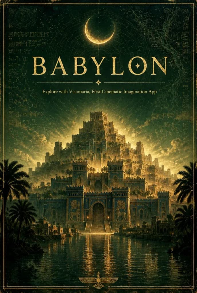 Ancient Babylon Cinematic Emerald Poster