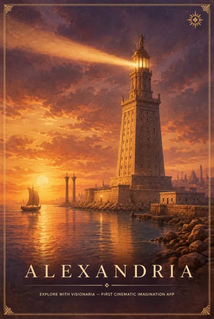 Ancient Alexandria Lighthouse Travel Poster