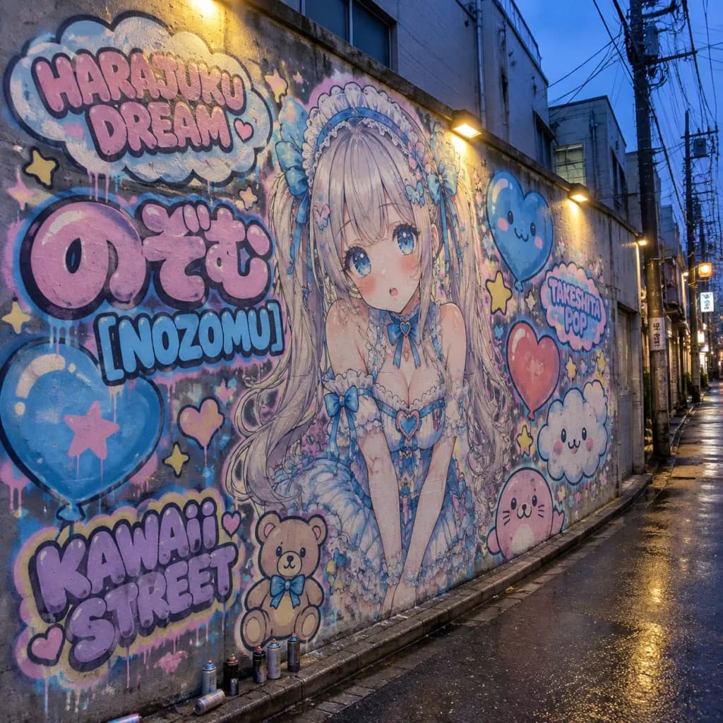 原宿动漫涂鸦小巷壁画