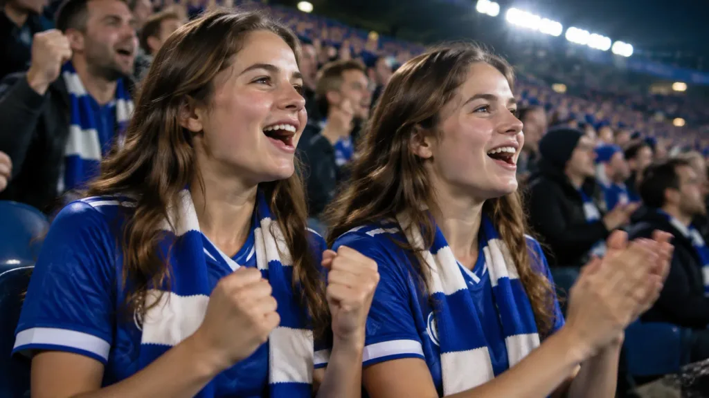 Candid Sports Broadcast Twin Fans