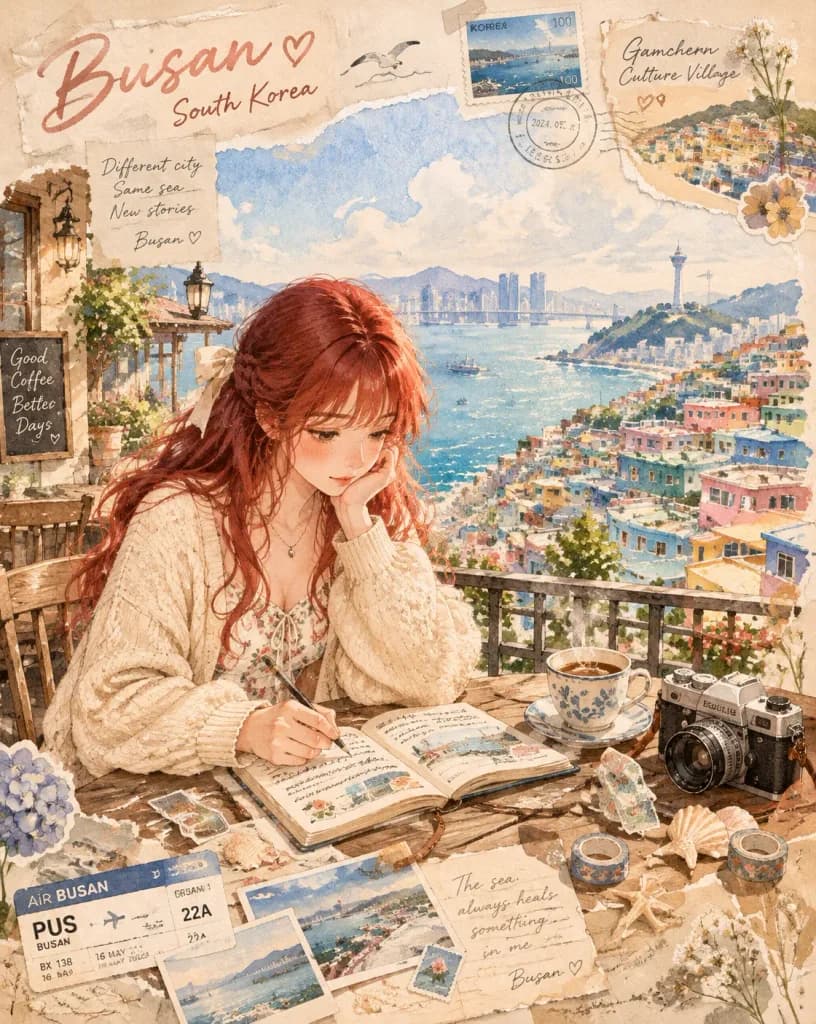 Busan Coastal Travel Journal Scrapbook