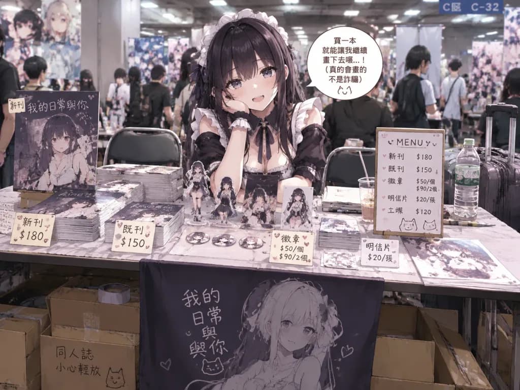 Comic Market Doujinshi Booth Illustration
