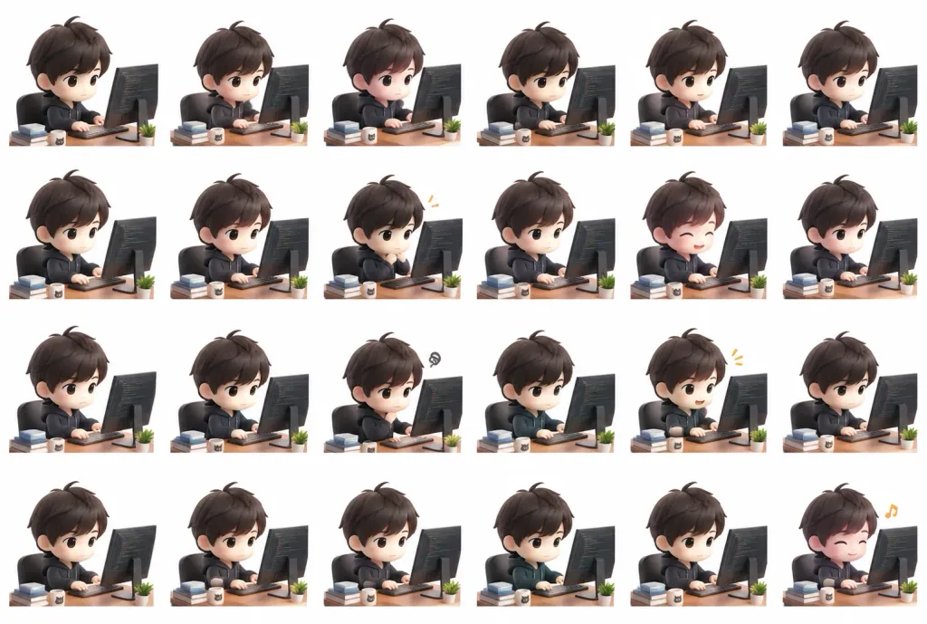 3D Chibi Animation Sprite Sheet