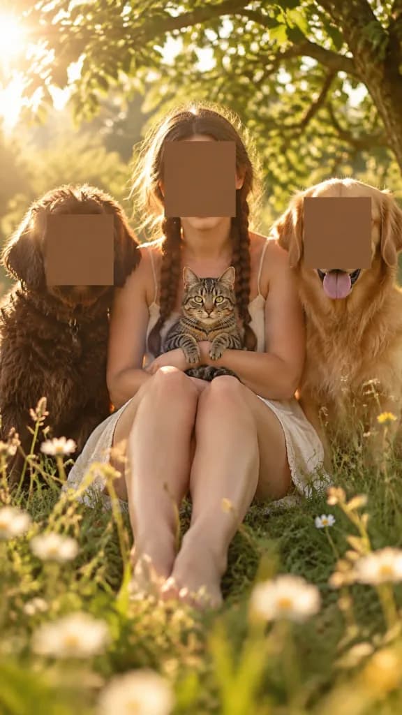 Golden Hour Meadow Pet Portrait