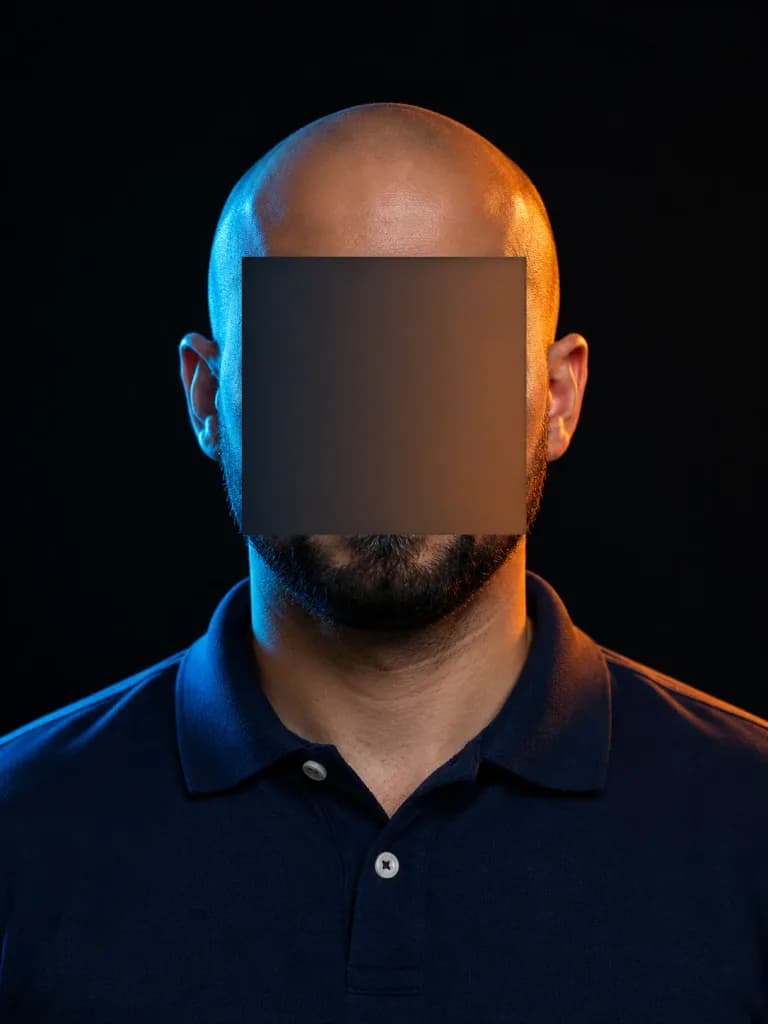 Low-Key Studio Portrait with Face Censor Block