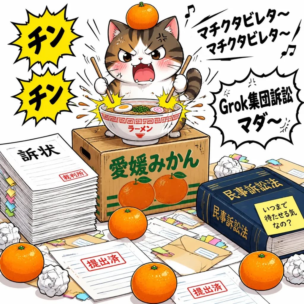 Angry Cat Ramen Strike Manga Illustration
