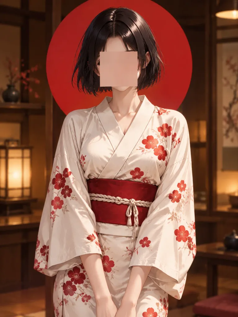 Anime Yukata Portrait with Sun Disk