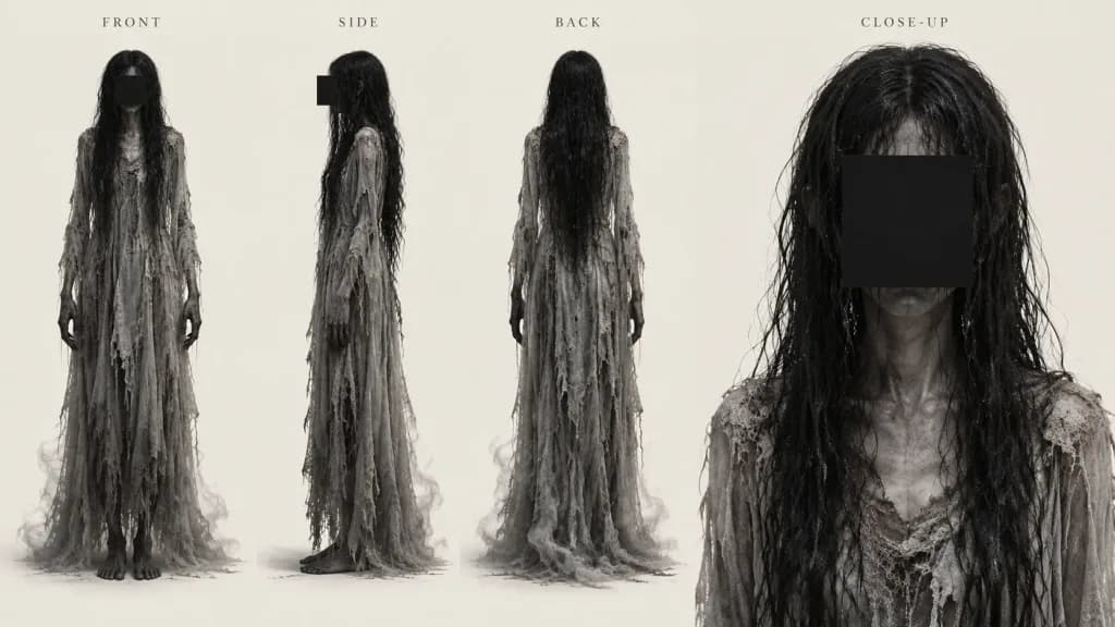 Horror Wraith Character Turnaround Sheet