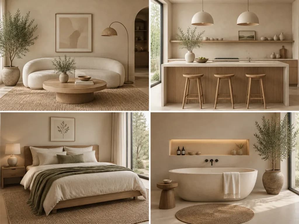 Japandi Minimalist Interior Design Collage